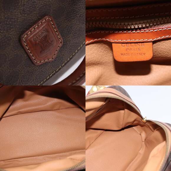 CELINE Macadam Canvas Hand Bag Pvc Leather Brown Gold - Picture 11 of 12